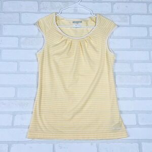 Columbia PFG Fishing‎ Gear Omni Wick Sleeveless Top Striped Yellow White Medium